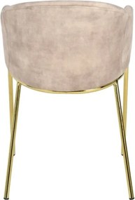 Set de 2 scaune aspect retro, Metal Auriu, Catifea Bej, NOBLESSE A-47582 VC