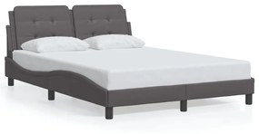 3214099 vidaXL Cadru de pat cu lumini LED, gri, 120x200 cm, piele ecologică