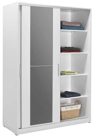 Dulap Haine Adore Elit Mediu , 2 usi glisante cu oglinda, Alb - Lemn Natural, 120 x 182 x 52 cm