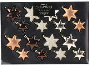 Set de decorațiuni de Crăciun Star cupru / auriu,16 buc