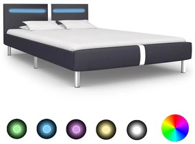 vidaXL Cadru de pat cu LED, negru, 140 x 200 cm, piele artificială