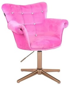 HR804CCROSS scaun Catifea Roz cu Bază Aurie