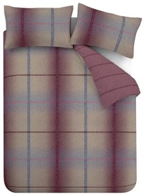 Lenjerie de pat roz-închis din flanelă pentru pat dublu, extinsă 230x220 cm Melrose Tweed Check – Catherine Lansfield