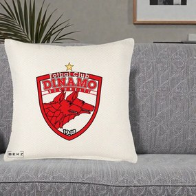 Perna Personalizata FC Dinamo Bucuresti 1948 Fotbal, 40x40 cm, Crem Reliefat, Husa Detasabila, Perna Inclusa, BEKZ®