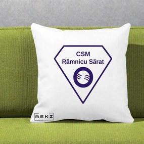 Perna Personalizata CSM Ramnicu Sarat Fotbal, 40x40 cm, Alba Mata, Husa Detasabila, Perna Inclusa, BEKZ®