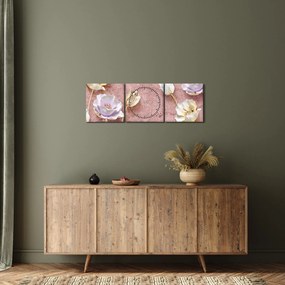 Tablou cu flori (cu ceas) (90x30 cm)