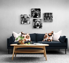 Set tablouri animale în design alb-negru de stil pop art