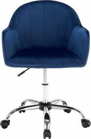 Scaun de birou, material textil din catifea albastru / crom, EROL