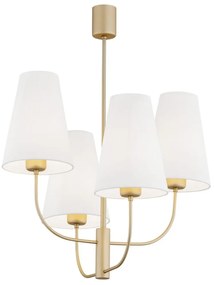 Lustra cu 4 brate design modern Safiano auriu, alb