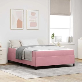 vidaXL Cadru de pat cu saltea Roz și alb 140 x 200 cm Catifea