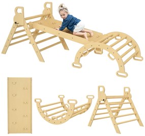 AIYAPLAY 5 în 1 Triunghi arcul de cățărare copii cu triunghi de escaladă, rampă de escaladă reversibilă, bascula | Aosom Romania