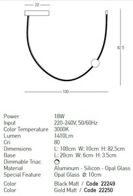 Lustra LED arcuita design modern Line auriu