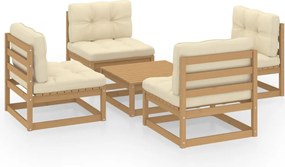 vidaXL Set mobilier de grădină cu perne, 5 piese, lemn masiv de pin