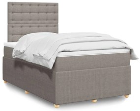 vidaXL Pat box spring cu saltea, gri taupe, 120x200 cm, textil