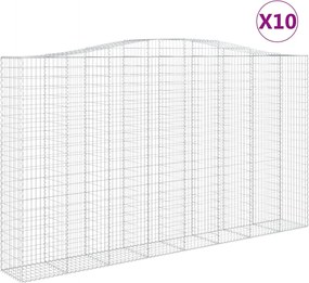 vidaXL Coșuri gabion arcuite, 10 buc 400x50x220/240cm, fier galvanizat