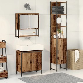 vidaXL Set de mobilier pentru baie 3 pcs Maro 33 x 33 x 185.5 cm