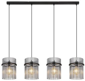 Lustra suspendata 4L design modern GORLEY negru, fumuriu