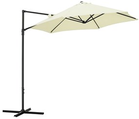 Outsunny Umbrelă de Grădină cu Rotație la 360°, Braț cu Bază în Cruce și Orificiu de Ventilație, Ø256x245 cm, Bej | Aosom Romania