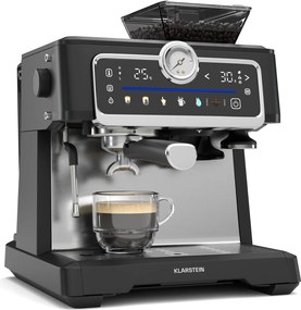 Klarstein Aparat de cafea GrandPresso Touch, 20 bar, râșniță integrată, indicator de presiune, spumă de lapte