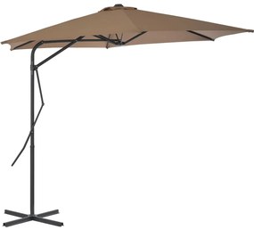 vidaXL Umbrelă de soare de exterior, stâlp din oțel, gri taupe, 300 cm