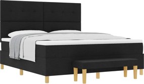 vidaXL Pat cu arcuri cu saltea Negru 180 x 200 cm țesătură