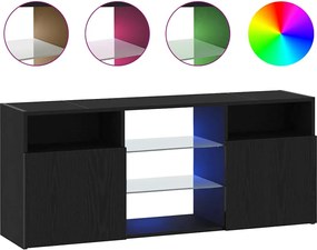 vidaXL Dulap TV cu LED stejar negru 120x30x50 cm lemn prelucrat