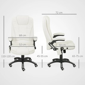 Vinsetto Scaun de birou ergonomic cu funcție de masaj, 68 x 72 x 110–120 cm, Crem | Aosom Romania