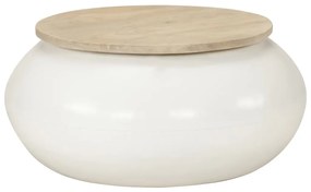 352052 vidaXL Măsuță de cafea, alb, 51x51x27 cm, lemn masiv de mango