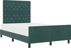 vidaXL Pat cu arcuri cu headboard Verde închis 120 x 200 cm Catifea