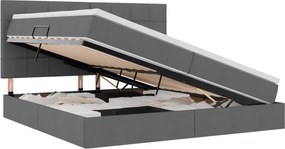 vidaXL Pat cu saltea și spațiu de depozitare Gri închis 200 x 200 cm