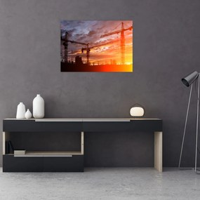 Tablou pe sticlă - Șantier de construcții (70x50 cm)