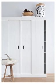 Dulap din lemn cu uși glisante WOOOD Row, alb