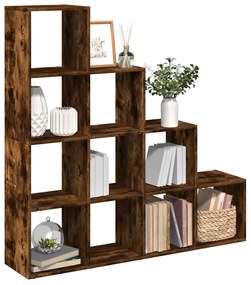 vidaXL Bibliotecă/separator stejar fumuriu 131,5x29x131,5 cm lemn