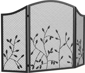 HOMCOM Parascântei Șemineu Pliabil cu 3 Panouri, Protecție Metalică Rezistentă la Căldură, 122x1x74 cm, Negru | Aosom Romania