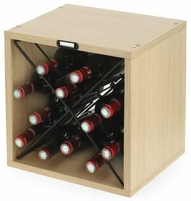 Raft pentru vin Cube X pentru 12 sticle, stejar