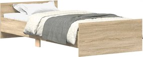 vidaXL Cadru pat fără saltea stejar sonoma, 90x190 cm, lemn prelucrat
