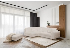 Taburet bej cu tapițerie din stofă bouclé Ariella – Ropez