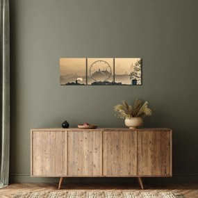 Tablou - Orașul în ceață (cu ceas) (90x30 cm)