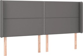 vidaXL Tăblie de pat cu aripioare gri 203x16x118/128 cm piele eco