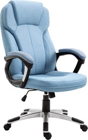 Scaun de Birou Ergonomic Vinsetto cu Funcție de Balansare Reglabil în Înălțime, Spătar în Albastru Deschis din In | Aosom Romania