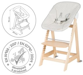 Scaun de masă pentru bebe bej/în culoare naturală Born Up 2in1 Luxe – Roba