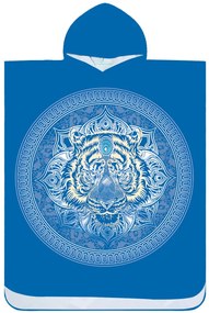 Poncho prosop de plaja TIGER albastru 80x145 cm