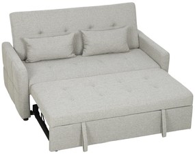 HOMCOM Canapea 2 locuri convertibilă în canapea extensibilă clic clac cu 2 perne din țesătură, Maro deschis | Aosom Romania