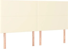 vidaXL Tăblie de pat crem 180x5x118/128 cm piele ecologică