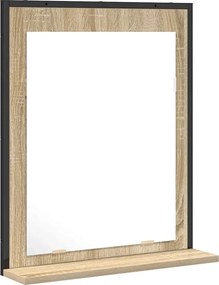 vidaXL Oglindă pentru baie cu raft Pe perete Negru 50 x 12 x 60 cm