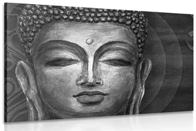 Tablou fața lui Buddha în design alb-negru