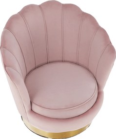 Scaun, ţesătură de catifea roz deschis / auriu, ROLIO