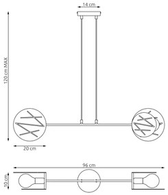 Lustră pe cablu XOTIC 2xE27/15W/230V negru