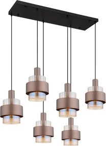 Globo 15560-6HA - Lustru suspendat pe cablu MILLEY 6xE27/60W/230V maro
