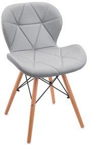 Scaune de sufragerie 4buc din piele, Light Grey